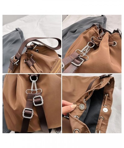 Bucket Bags for Women, Small Drawstring Backpack Crossbody Bucket Purse with Two Straps (Brown) Khaki $11.65 Backpacks