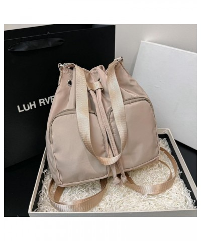 Bucket Bags for Women, Small Drawstring Backpack Crossbody Bucket Purse with Two Straps (Brown) Khaki $11.65 Backpacks