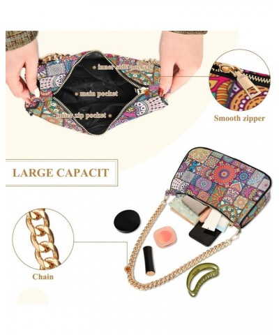 Shoulder Bag for Women Fabric Crescent Handbag with Zipper Chain Clutch Purses for Party Concert Teen Girls Travel 17 $12.60 ...