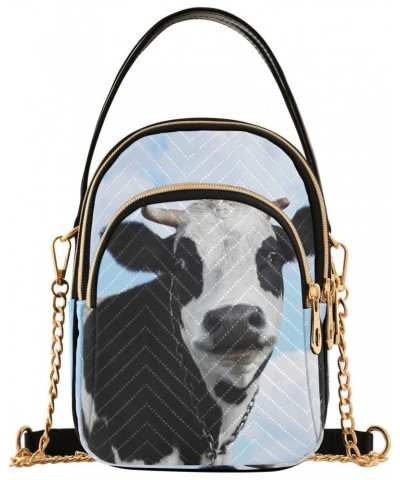 Cow Blue Sky Quilted Crossbody Bag for Women, Small Cell Phone Bag Shoulder Handbags Purse with Leather Strap $13.51 Crossbod...