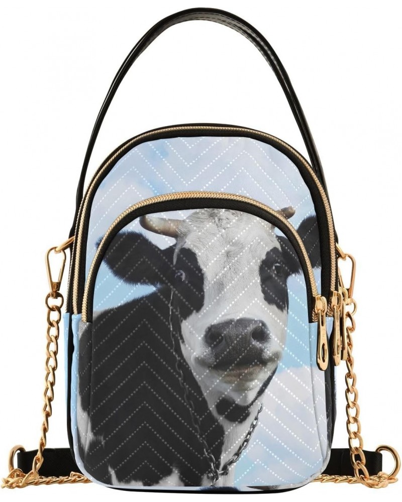 Cow Blue Sky Quilted Crossbody Bag for Women, Small Cell Phone Bag Shoulder Handbags Purse with Leather Strap $13.51 Crossbod...