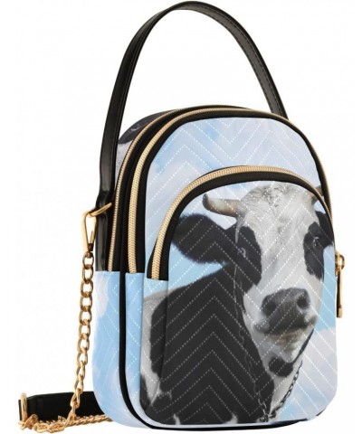 Cow Blue Sky Quilted Crossbody Bag for Women, Small Cell Phone Bag Shoulder Handbags Purse with Leather Strap $13.51 Crossbod...