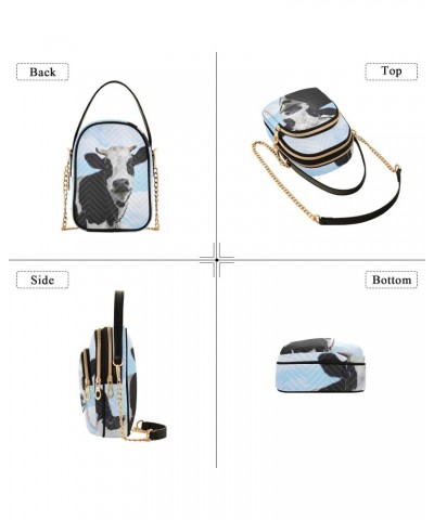 Cow Blue Sky Quilted Crossbody Bag for Women, Small Cell Phone Bag Shoulder Handbags Purse with Leather Strap $13.51 Crossbod...