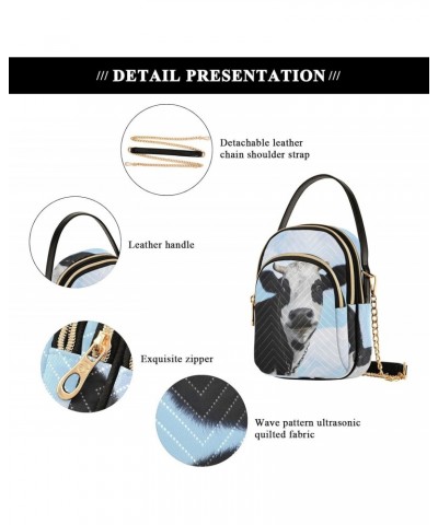 Cow Blue Sky Quilted Crossbody Bag for Women, Small Cell Phone Bag Shoulder Handbags Purse with Leather Strap $13.51 Crossbod...