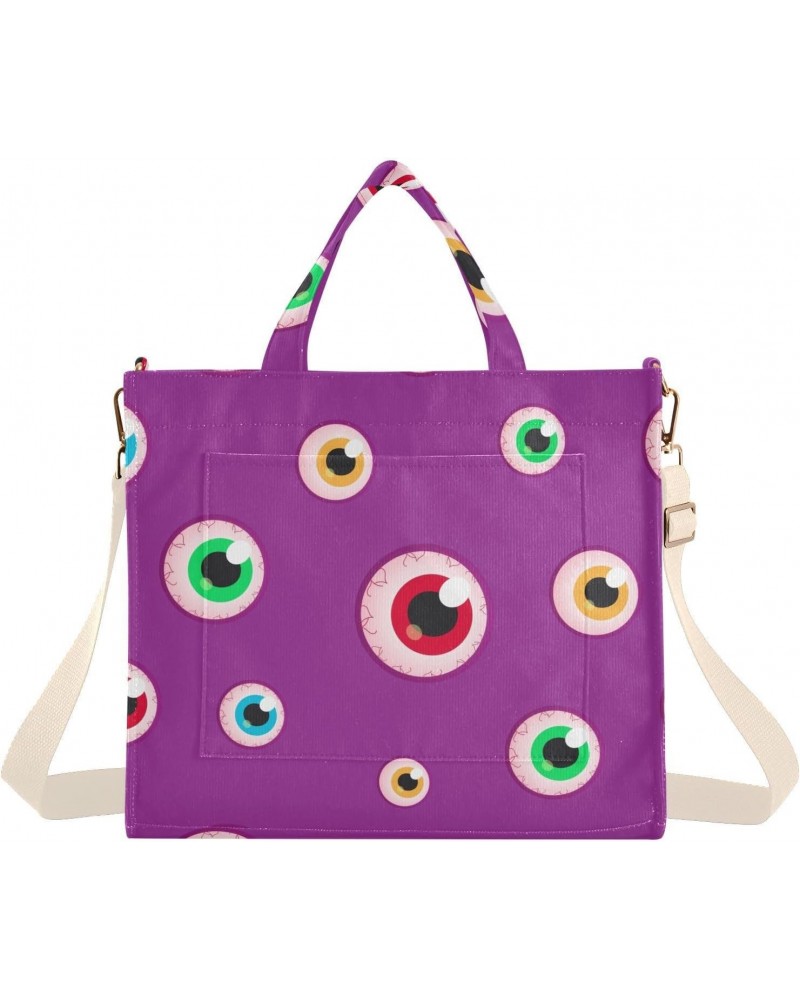 Halloween Creepy Eyeballs Corduroy Tote Bag for Women Hobo Crossbody Bag Purse Stylish Shoulder Handbag Messenger Bags, S $11...