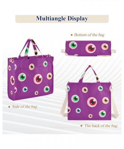 Halloween Creepy Eyeballs Corduroy Tote Bag for Women Hobo Crossbody Bag Purse Stylish Shoulder Handbag Messenger Bags, S $11...