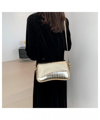 Small Shoulder Bag Y2K Purse for Women Crocodile Handbag Clutch Purse Classic Retro Crossbody Bag Satchel Purse A07-gold Croc...