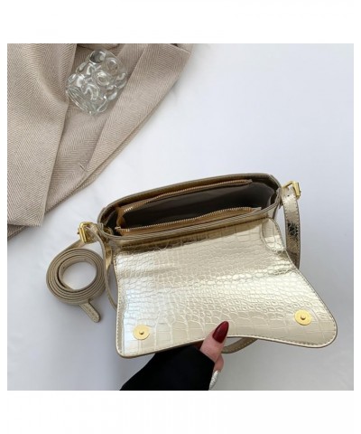 Small Shoulder Bag Y2K Purse for Women Crocodile Handbag Clutch Purse Classic Retro Crossbody Bag Satchel Purse A07-gold Croc...