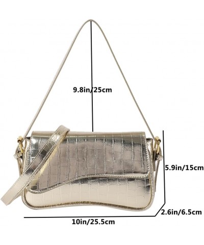 Small Shoulder Bag Y2K Purse for Women Crocodile Handbag Clutch Purse Classic Retro Crossbody Bag Satchel Purse A07-gold Croc...