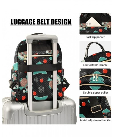 Christmas Women Backpack Xmas Owl Red Bell Anti-Theft Travel Backpack with Luggage Belt Durable Lightweight Handbag Lady Purs...