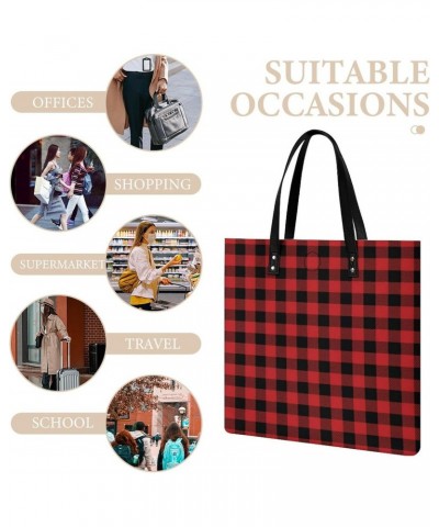 Red Black Buffalo Check Plaid Women Tote Bags Top Handle Satchel Handbags PU Faux Leather Tassel Shoulder Purse $17.86 Totes