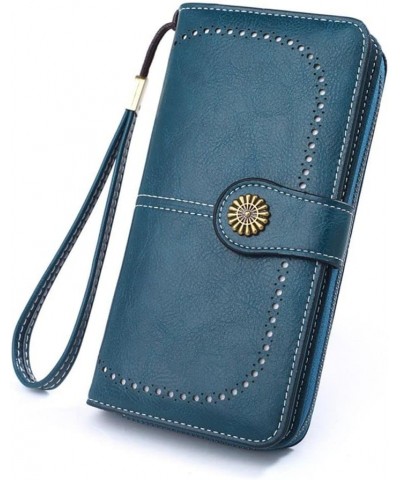 Elegant Flower Coin Purse Women Wallets Solid Color PU Leather Money Bag Card Holder Women Handbag(Blue) Blue $11.86 Wallets