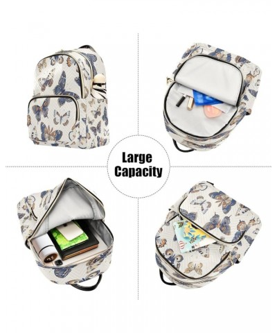 Blue Butterfly Watercolor Women Backpack Purse Ladies Fashion Shoulder Bag Daypack Travel Bag 10L Small $14.00 Backpacks