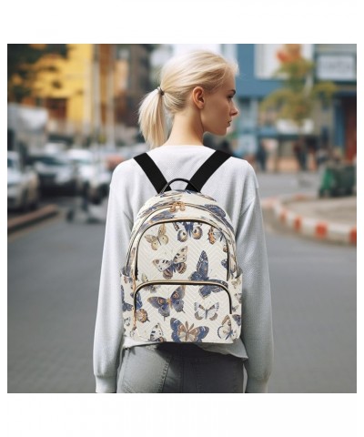 Blue Butterfly Watercolor Women Backpack Purse Ladies Fashion Shoulder Bag Daypack Travel Bag 10L Small $14.00 Backpacks