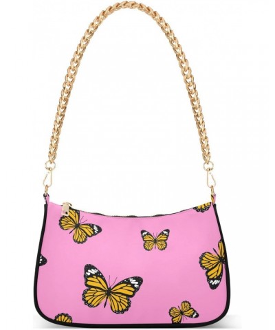 Shoulder Bag for Women Purse Clutch Butterfly Pink Chain Shoulder Tote Handbag with Zipper Closure(238ri4f) $16.31 Shoulder Bags