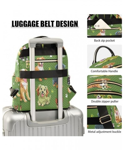 Dachshund Puppy Pug Paw Print Green Women Backpack Purse Ladies Fashion Shoulder Bag Daypack Travel Bag 7.5L Medium $15.19 Ba...