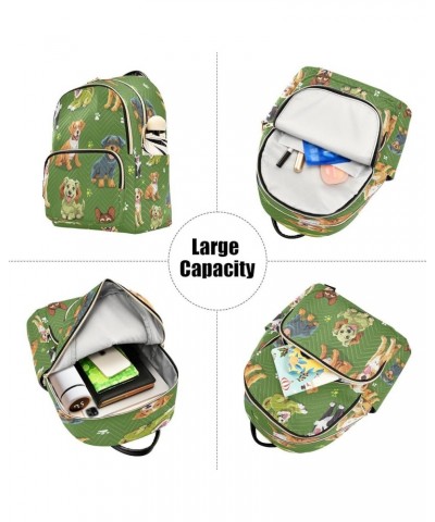 Dachshund Puppy Pug Paw Print Green Women Backpack Purse Ladies Fashion Shoulder Bag Daypack Travel Bag 7.5L Medium $15.19 Ba...