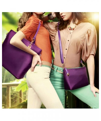 Women Handbag and Purse 6Pcs Tote Satchel Top Handle Crossbody Shoulder Bag Clutch Wallet Key Case Purple $19.97 Totes