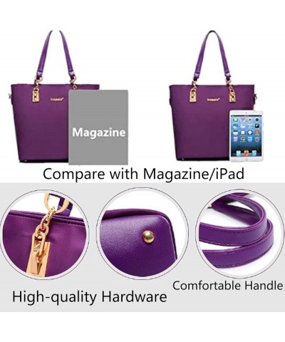 Women Handbag and Purse 6Pcs Tote Satchel Top Handle Crossbody Shoulder Bag Clutch Wallet Key Case Purple $19.97 Totes