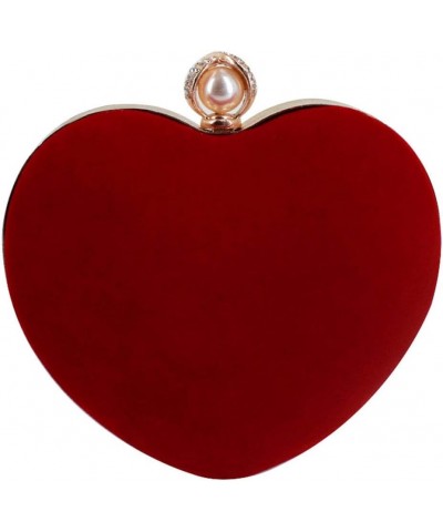 Women Heart Shape Clutch Purse Velvet Shoulder Bag Evening Handbags Z-classic $14.29 Evening Bags