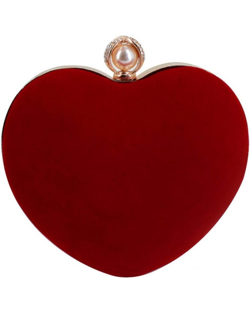 Women Heart Shape Clutch Purse Velvet Shoulder Bag Evening Handbags Z-classic $14.29 Evening Bags