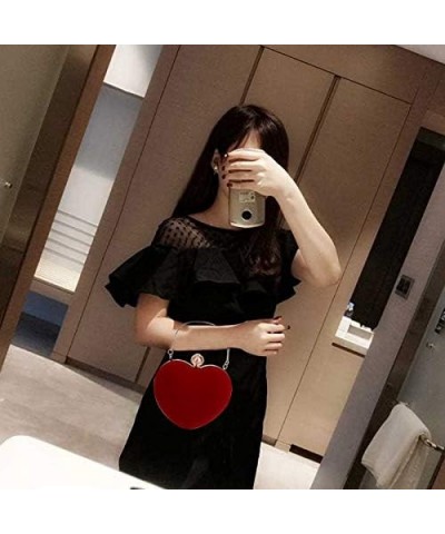 Women Heart Shape Clutch Purse Velvet Shoulder Bag Evening Handbags Z-classic $14.29 Evening Bags