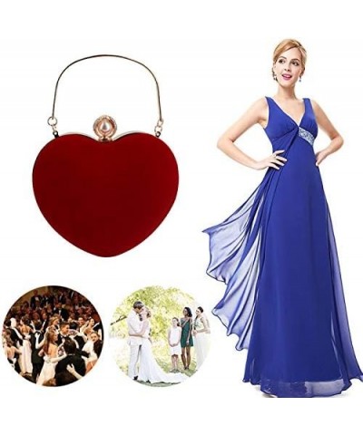 Women Heart Shape Clutch Purse Velvet Shoulder Bag Evening Handbags Z-classic $14.29 Evening Bags