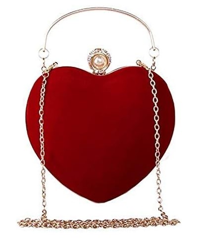 Women Heart Shape Clutch Purse Velvet Shoulder Bag Evening Handbags Z-classic $14.29 Evening Bags