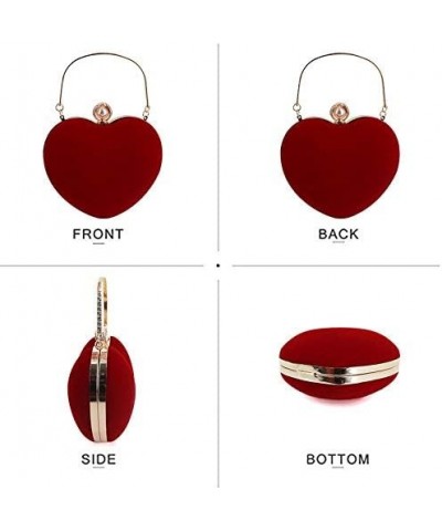 Women Heart Shape Clutch Purse Velvet Shoulder Bag Evening Handbags Z-classic $14.29 Evening Bags