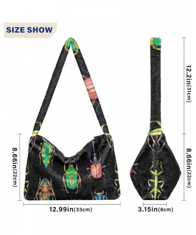 Women Boho Handbag Cool Colorful Beetle Underarm Bag Tote Bag Shoulder Bag Crossbody Bag Fluffy Cell Phone Purse Patriot Lady...