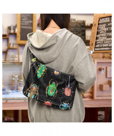 Women Boho Handbag Cool Colorful Beetle Underarm Bag Tote Bag Shoulder Bag Crossbody Bag Fluffy Cell Phone Purse Patriot Lady...