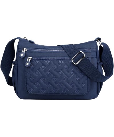 Womens Multi Pocket Casual Crossbody Bag Waterproof Shoulder Messenger Bag Handbag Shoulder Bag Blue $10.30 Shoulder Bags