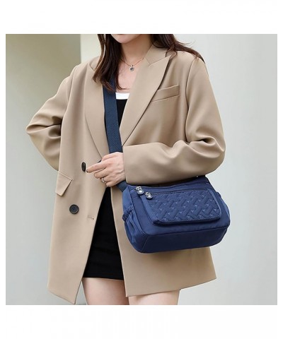 Womens Multi Pocket Casual Crossbody Bag Waterproof Shoulder Messenger Bag Handbag Shoulder Bag Blue $10.30 Shoulder Bags