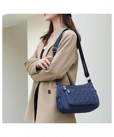 Womens Multi Pocket Casual Crossbody Bag Waterproof Shoulder Messenger Bag Handbag Shoulder Bag Blue $10.30 Shoulder Bags