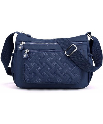 Womens Multi Pocket Casual Crossbody Bag Waterproof Shoulder Messenger Bag Handbag Shoulder Bag Blue $10.30 Shoulder Bags