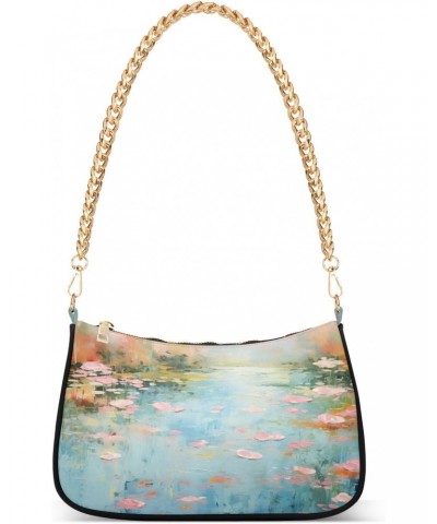 Shoulder Bags for Women Monet Painting02 Hobo Tote Handbag Small Clutch Purse with Zipper Closure $18.59 Shoulder Bags