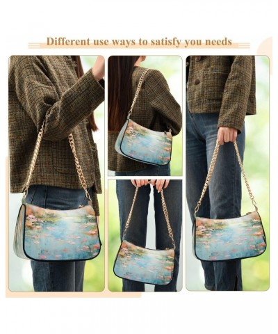 Shoulder Bags for Women Monet Painting02 Hobo Tote Handbag Small Clutch Purse with Zipper Closure $18.59 Shoulder Bags