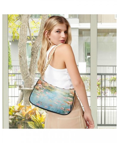 Shoulder Bags for Women Monet Painting02 Hobo Tote Handbag Small Clutch Purse with Zipper Closure $18.59 Shoulder Bags