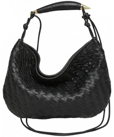 Hazel Woven Leather Hobo Black $50.00 Hobo Bags