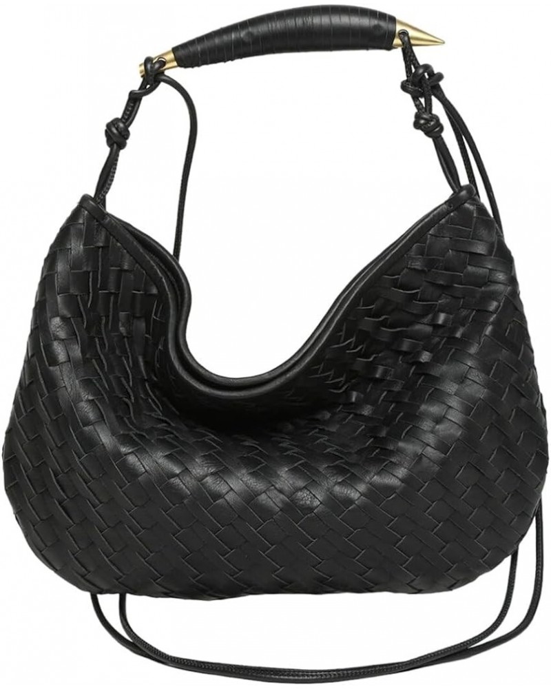 Hazel Woven Leather Hobo Black $50.00 Hobo Bags