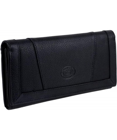 Ladies Long Flap Over Pebble Purse/Wallet, Dahlia, Casual Black $28.25 Wallets