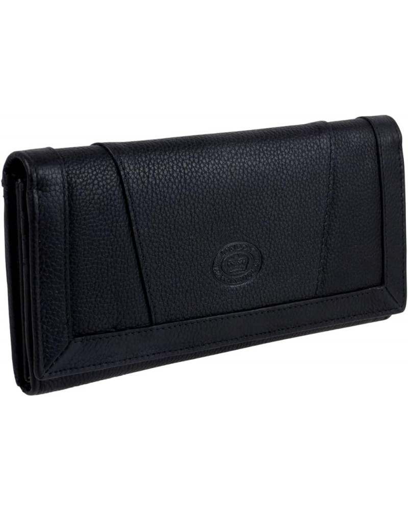 Ladies Long Flap Over Pebble Purse/Wallet, Dahlia, Casual Black $28.25 Wallets