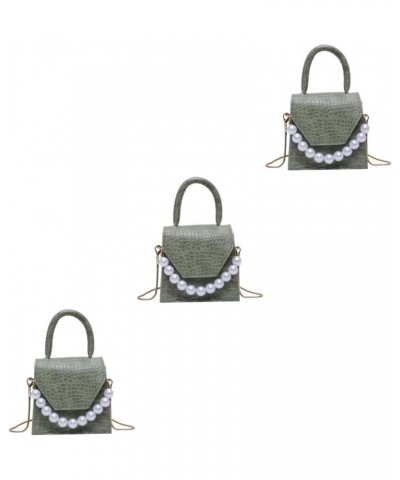 2 Pcs Pearl Handbag Small Square Shoulder Bag Purple Women's Pearl Chain Fashion Bag Greenx3pcs $12.42 Crossbody Bags