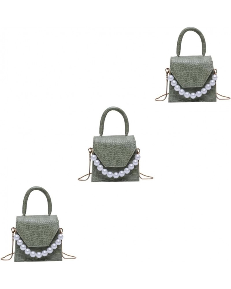 2 Pcs Pearl Handbag Small Square Shoulder Bag Purple Women's Pearl Chain Fashion Bag Greenx3pcs $12.42 Crossbody Bags