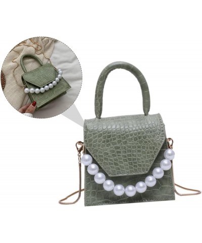 2 Pcs Pearl Handbag Small Square Shoulder Bag Purple Women's Pearl Chain Fashion Bag Greenx3pcs $12.42 Crossbody Bags