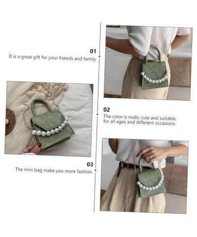 2 Pcs Pearl Handbag Small Square Shoulder Bag Purple Women's Pearl Chain Fashion Bag Greenx3pcs $12.42 Crossbody Bags