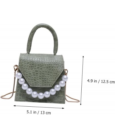 2 Pcs Pearl Handbag Small Square Shoulder Bag Purple Women's Pearl Chain Fashion Bag Greenx3pcs $12.42 Crossbody Bags