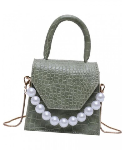 2 Pcs Pearl Handbag Small Square Shoulder Bag Purple Women's Pearl Chain Fashion Bag Greenx3pcs $12.42 Crossbody Bags