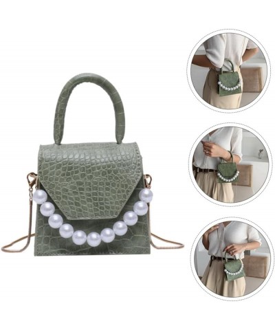 2 Pcs Pearl Handbag Small Square Shoulder Bag Purple Women's Pearl Chain Fashion Bag Greenx3pcs $12.42 Crossbody Bags