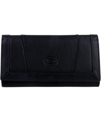 Ladies Long Flap Over Pebble Purse/Wallet, Dahlia, Casual Black $28.25 Wallets